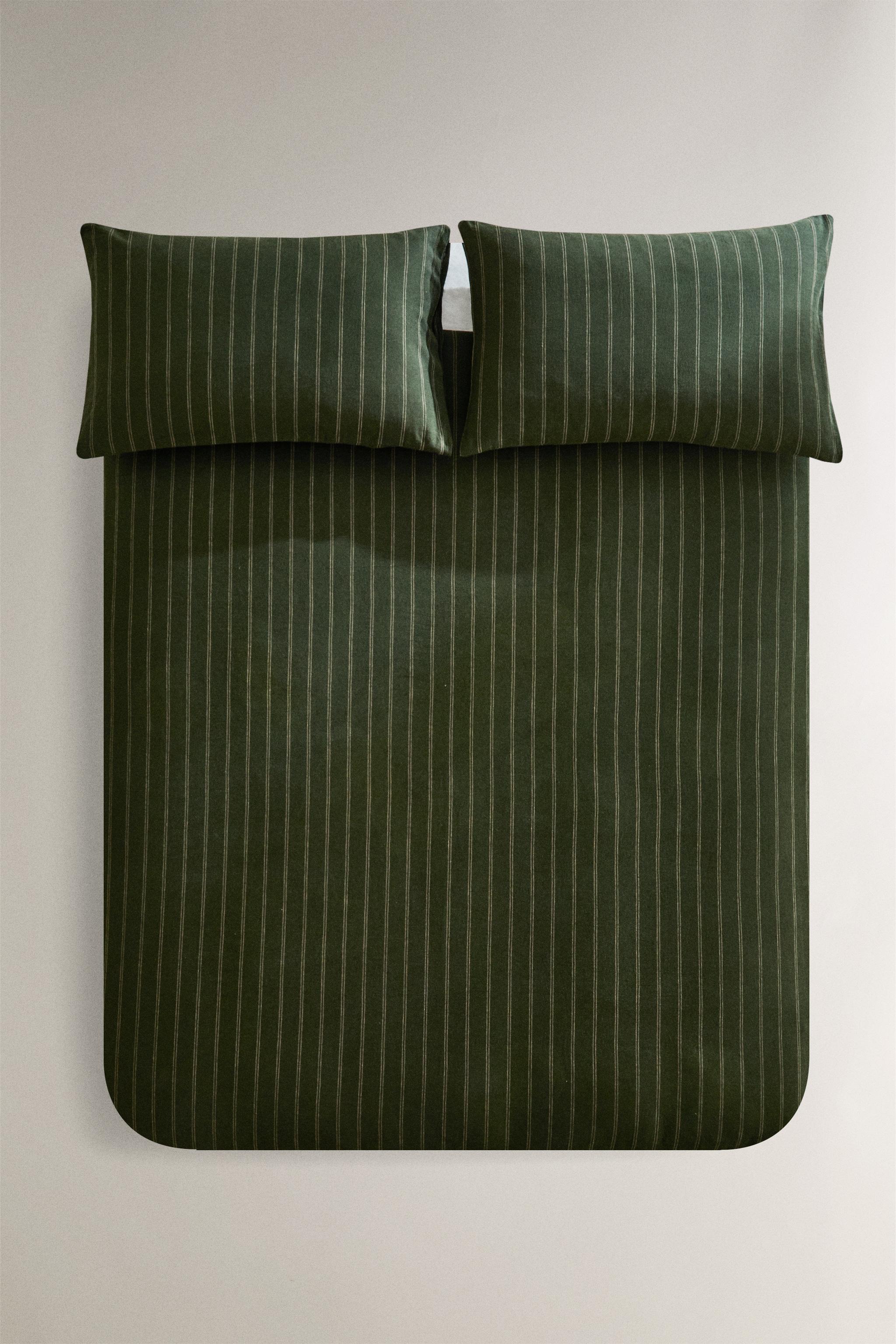 HOUSSE DE COUETTE COTON ET LIN RAYURES NOËL